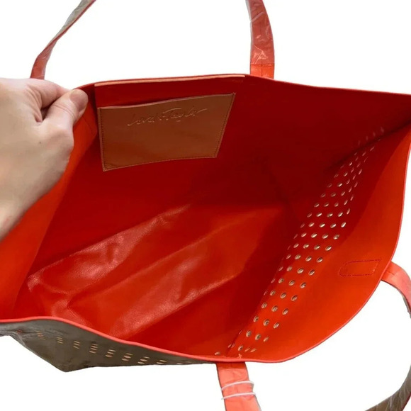 Lord & Taylor Beige Perforated Large Tote - Picture 4 of 9